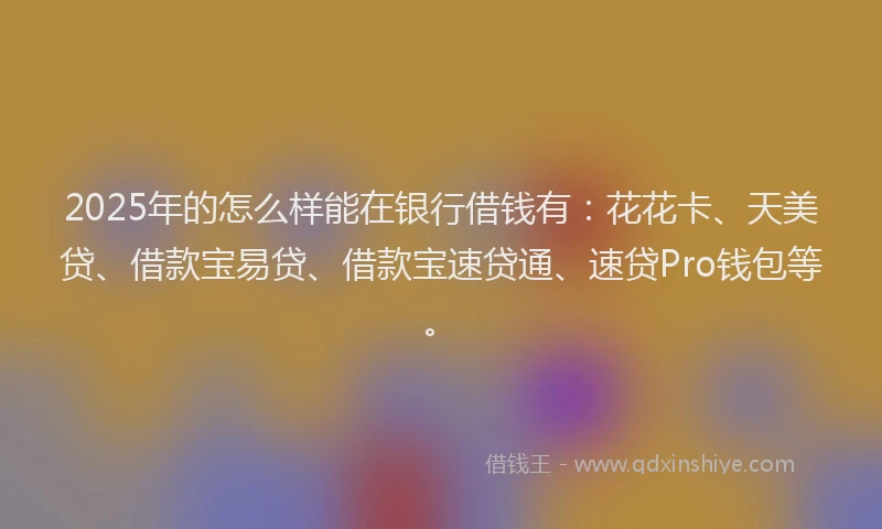 2025年的怎么样能在银行借钱有：花花卡、天美贷、借款宝易贷、借款宝速贷通、速贷Pro钱包等。