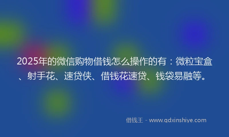 2025年的微信购物借钱怎么操作的有：微粒宝盒、射手花、速贷侠、借钱花速贷、钱袋易融等。