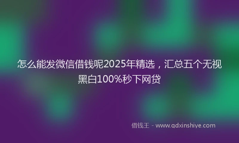 怎么能发微信借钱呢2025年精选，汇总五个无视黑白100%秒下网贷