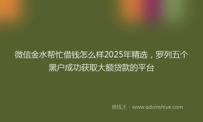 微信金水帮忙借钱怎么样2025年精选，罗列五个黑户成功获取大额贷款的平台