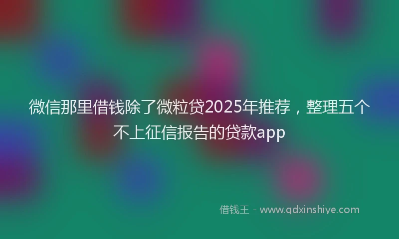 微信那里借钱除了微粒贷2025年推荐，整理五个不上征信报告的贷款app