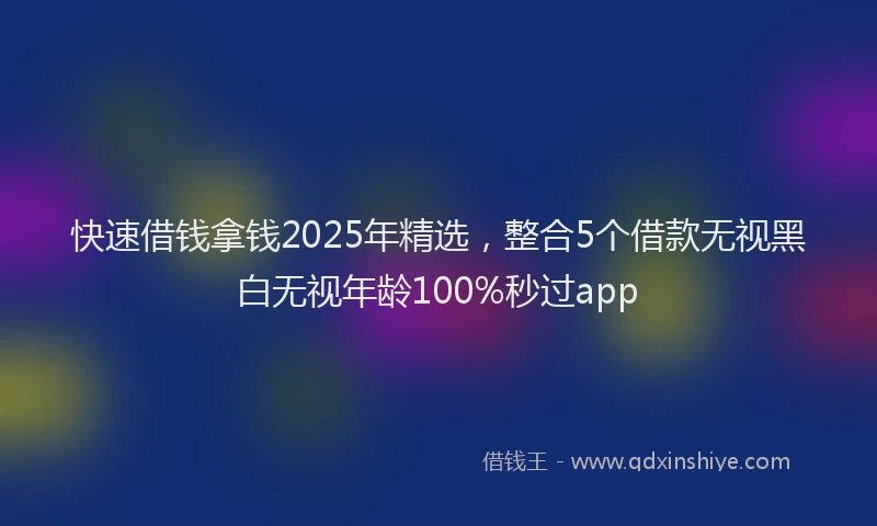 快速借钱拿钱2025年精选，整合5个借款无视黑白无视年龄100%秒过app