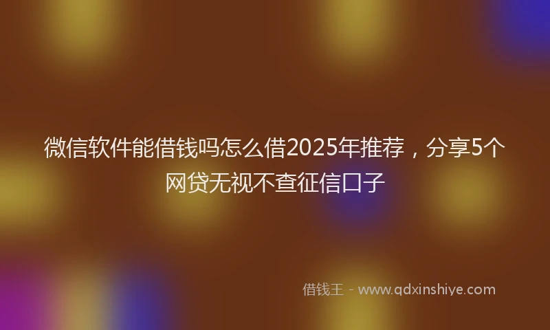 微信软件能借钱吗怎么借2025年推荐，分享5个网贷无视不查征信口子