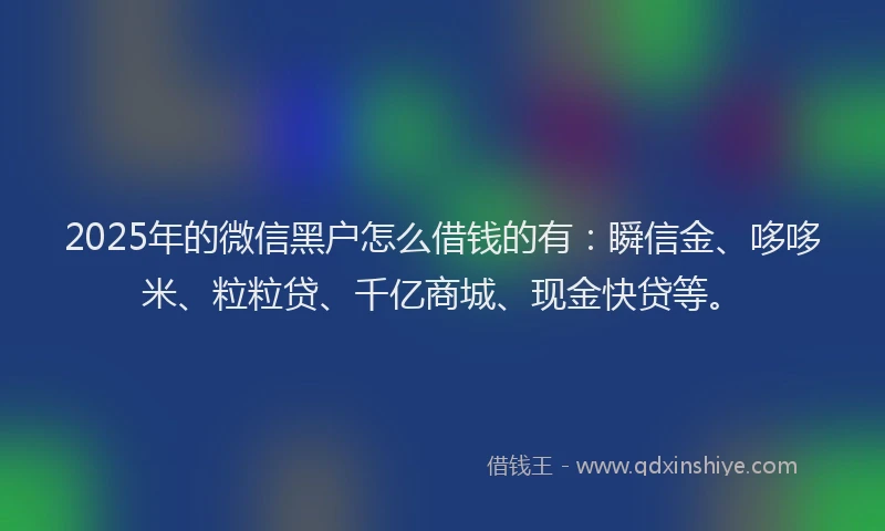 2025年的微信黑户怎么借钱的有：瞬信金、哆哆米、粒粒贷、千亿商城、现金快贷等。
