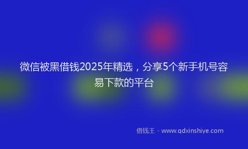 微信被黑借钱2025年精选，分享5个新手机号容易下款的平台