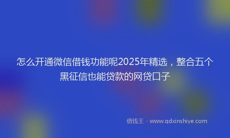 怎么开通微信借钱功能呢2025年精选，整合五个黑征信也能贷款的网贷口子