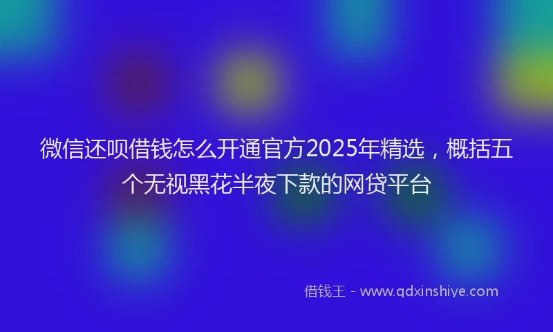 微信还呗借钱怎么开通官方2025年精选，概括五个无视黑花半夜下款的网贷平台