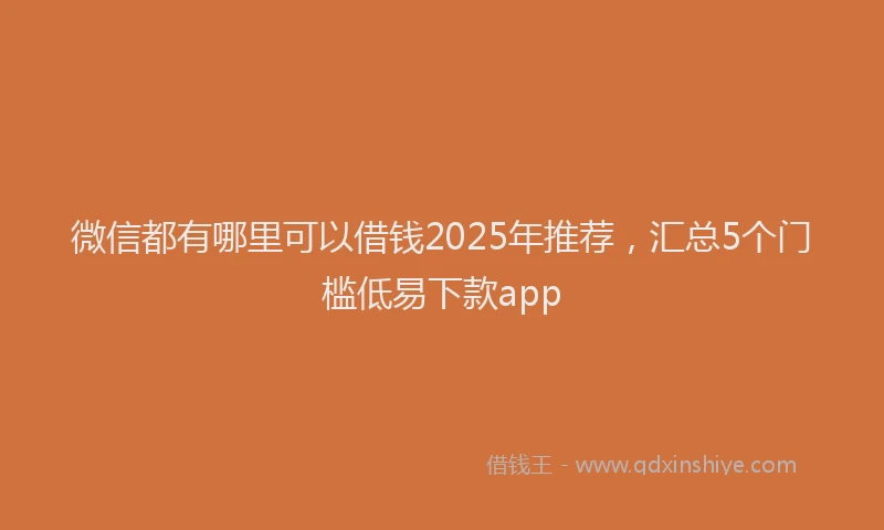 微信都有哪里可以借钱2025年推荐，汇总5个门槛低易下款app