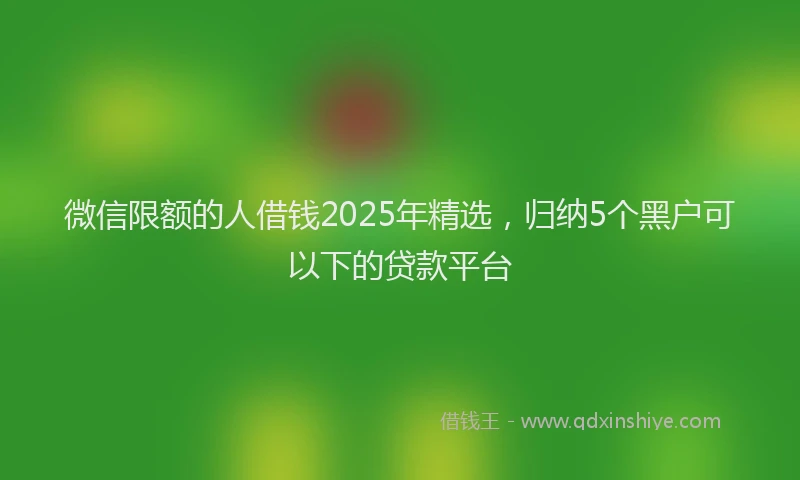 微信限额的人借钱2025年精选，归纳5个黑户可以下的贷款平台