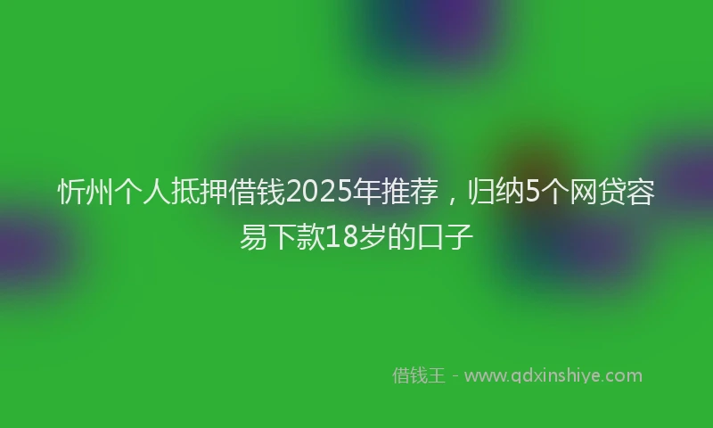 忻州个人抵押借钱2025年推荐，归纳5个网贷容易下款18岁的口子