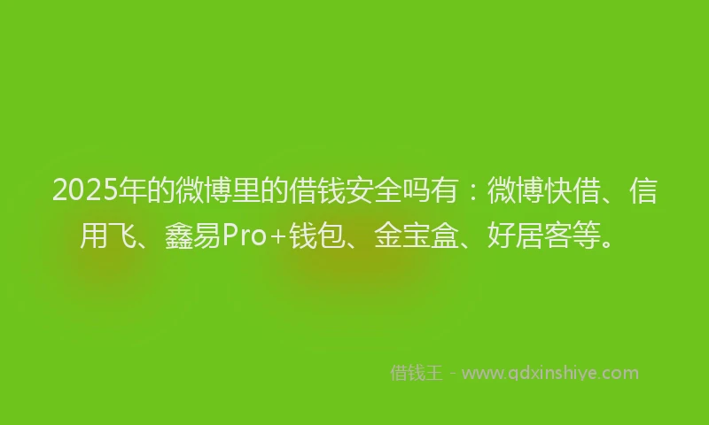 2025年的微博里的借钱安全吗有：微博快借、信用飞、鑫易Pro+钱包、金宝盒、好居客等。