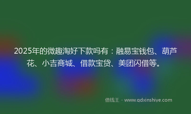 2025年的微趣淘好下款吗有：融易宝钱包、葫芦花、小吉商城、借款宝贷、美团闪借等。
