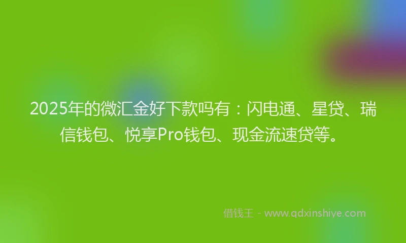 2025年的微汇金好下款吗有：闪电通、星贷、瑞信钱包、悦享Pro钱包、现金流速贷等。
