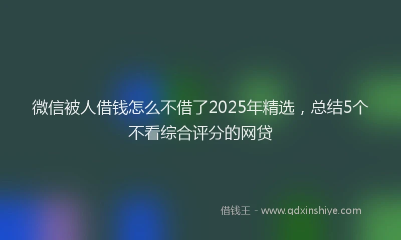 微信被人借钱怎么不借了2025年精选，总结5个不看综合评分的网贷