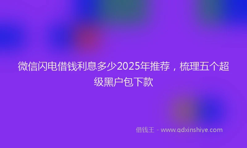 微信闪电借钱利息多少2025年推荐，梳理五个超级黑户包下款