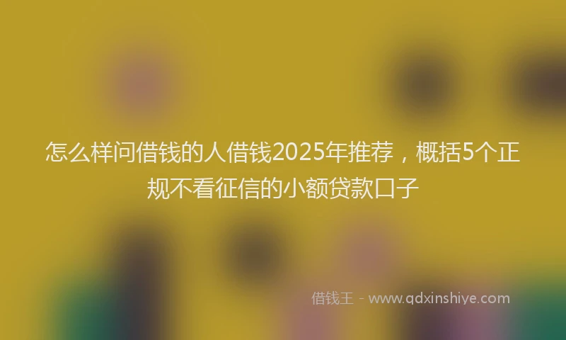 怎么样问借钱的人借钱2025年推荐，概括5个正规不看征信的小额贷款口子