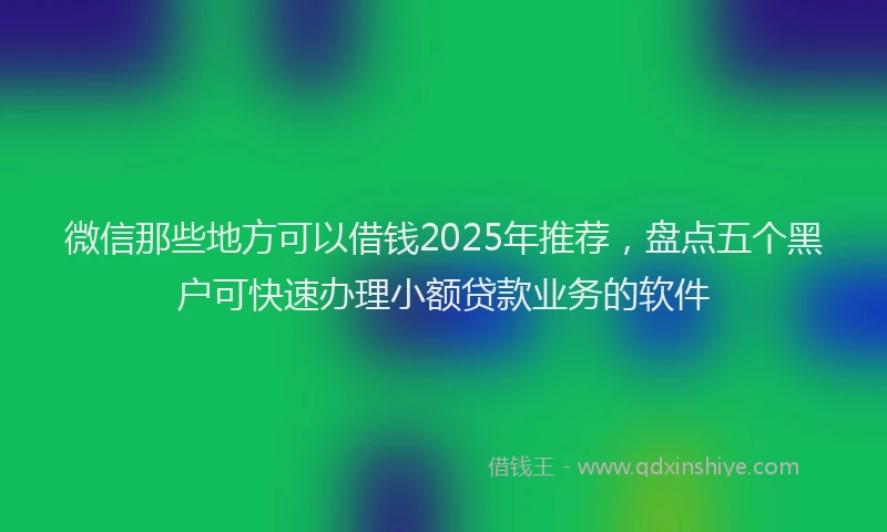 微信那些地方可以借钱2025年推荐，盘点五个黑户可快速办理小额贷款业务的软件