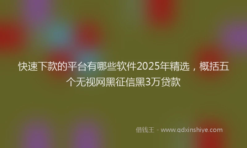 快速下款的平台有哪些软件2025年精选，概括五个无视网黑征信黑3万贷款