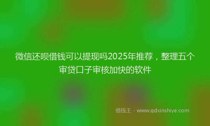 微信还呗借钱可以提现吗2025年推荐，整理五个审贷口子审核加快的软件