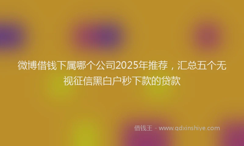微博借钱下属哪个公司2025年推荐，汇总五个无视征信黑白户秒下款的贷款