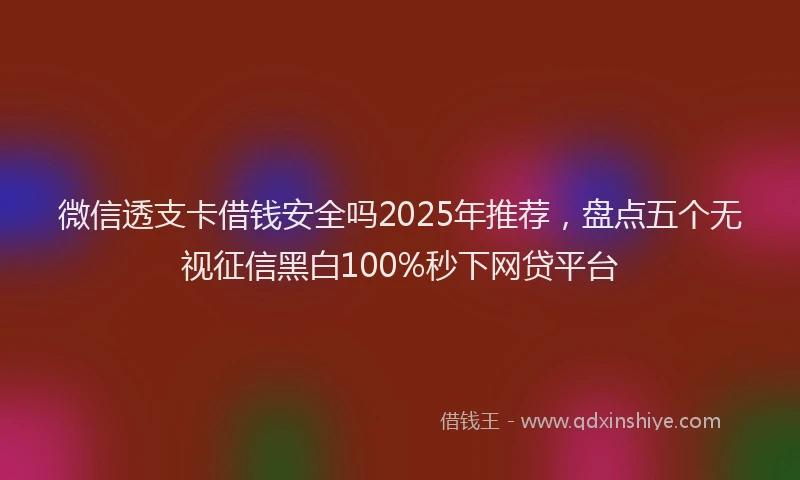 微信透支卡借钱安全吗2025年推荐，盘点五个无视征信黑白100%秒下网贷平台