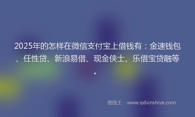 2025年的怎样在微信支付宝上借钱有：金速钱包、任性贷、新浪易借、现金侠士、乐借宝贷融等。