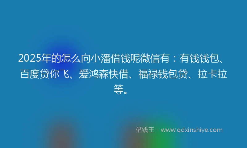 2025年的怎么向小潘借钱呢微信有：有钱钱包、百度贷你飞、爱鸿森快借、福禄钱包贷、拉卡拉等。