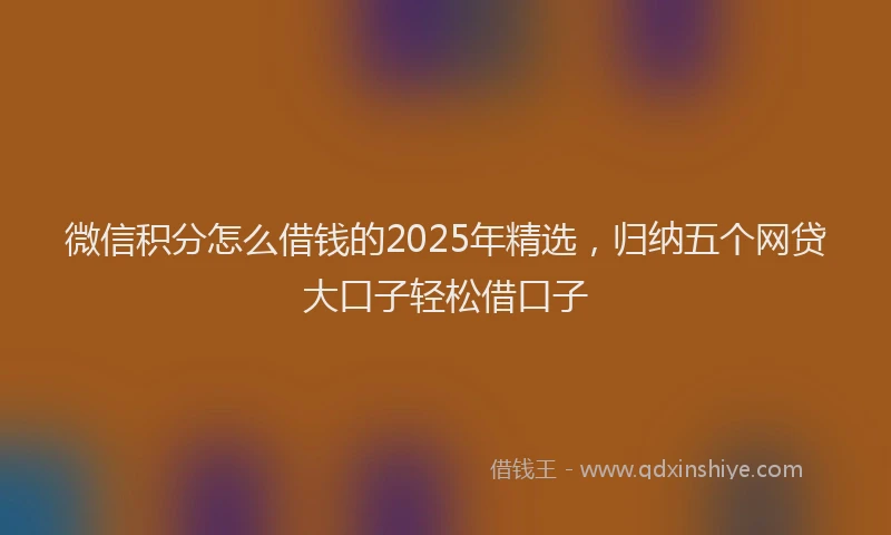 微信积分怎么借钱的2025年精选，归纳五个网贷大口子轻松借口子