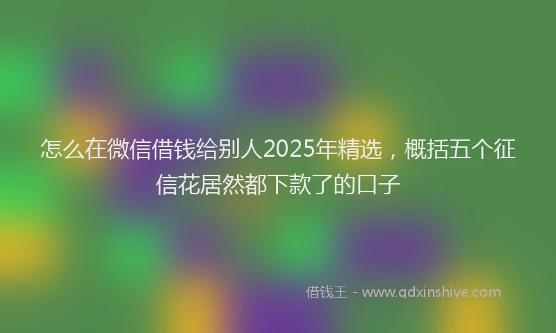 怎么在微信借钱给别人2025年精选，概括五个征信花居然都下款了的口子