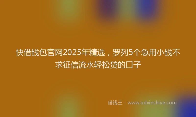 快借钱包官网2025年精选，罗列5个急用小钱不求征信流水轻松贷的口子