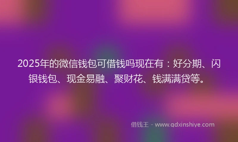 2025年的微信钱包可借钱吗现在有：好分期、闪银钱包、现金易融、聚财花、钱满满贷等。