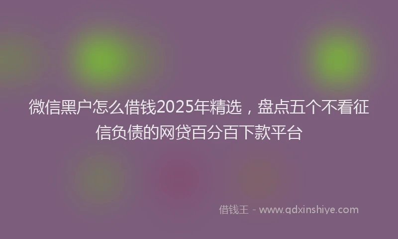 微信黑户怎么借钱2025年精选，盘点五个不看征信负债的网贷百分百下款平台