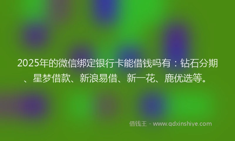 2025年的微信绑定银行卡能借钱吗有：钻石分期、星梦借款、新浪易借、新一花、鹿优选等。