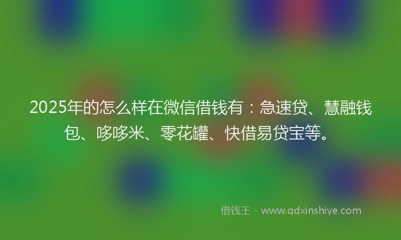 2025年的怎么样在微信借钱有：急速贷、慧融钱包、哆哆米、零花罐、快借易贷宝等。