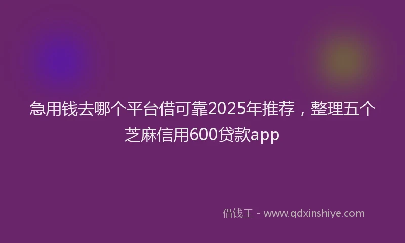 急用钱去哪个平台借可靠2025年推荐，整理五个芝麻信用600贷款app