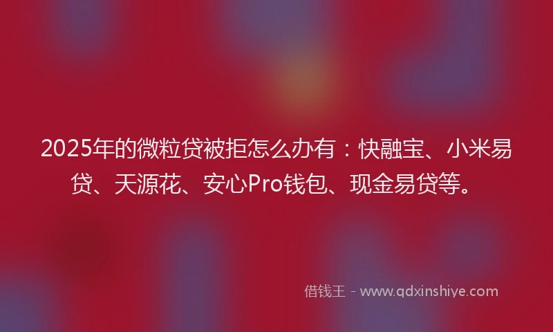 2025年的微粒贷被拒怎么办有：快融宝、小米易贷、天源花、安心Pro钱包、现金易贷等。