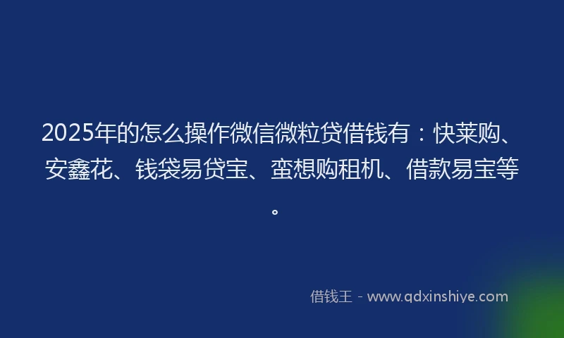 2025年的怎么操作微信微粒贷借钱有：快莱购、安鑫花、钱袋易贷宝、蛮想购租机、借款易宝等。