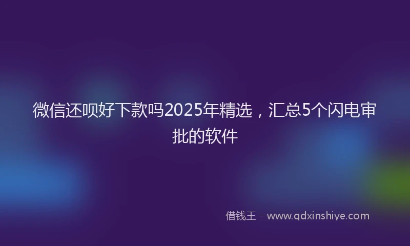 微信还呗好下款吗2025年精选，汇总5个闪电审批的软件