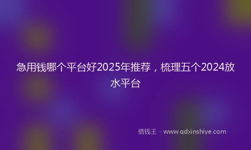 急用钱哪个平台好2025年推荐，梳理五个2024放水平台