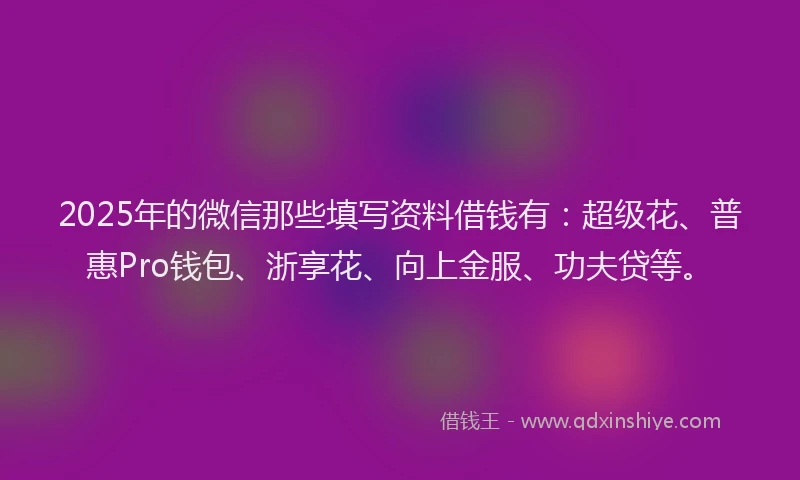 2025年的微信那些填写资料借钱有：超级花、普惠Pro钱包、浙享花、向上金服、功夫贷等。