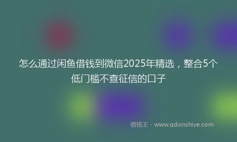 怎么通过闲鱼借钱到微信2025年精选，整合5个低门槛不查征信的口子