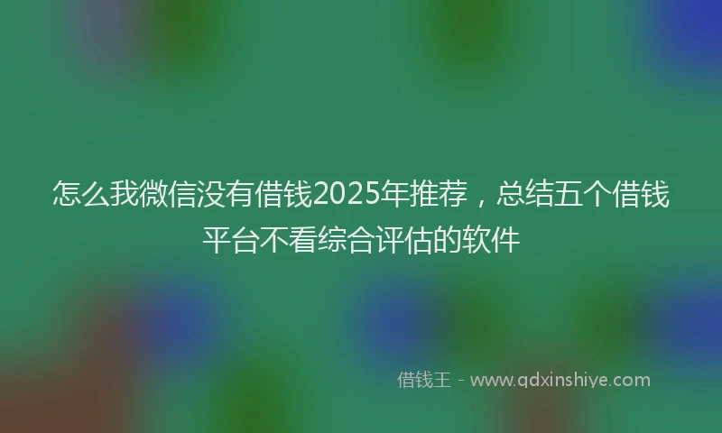 怎么我微信没有借钱2025年推荐，总结五个借钱平台不看综合评估的软件