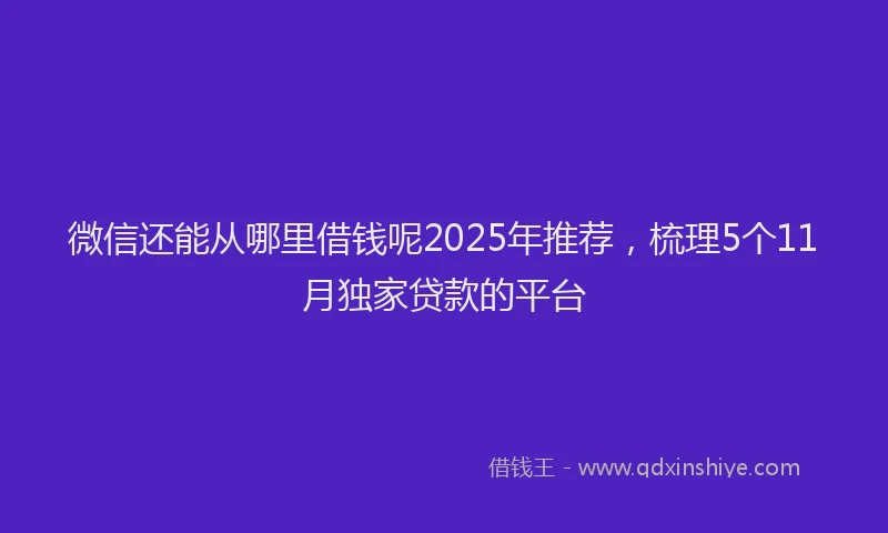微信还能从哪里借钱呢2025年推荐，梳理5个11月独家贷款的平台