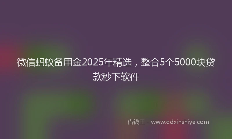 微信蚂蚁备用金2025年精选，整合5个5000块贷款秒下软件