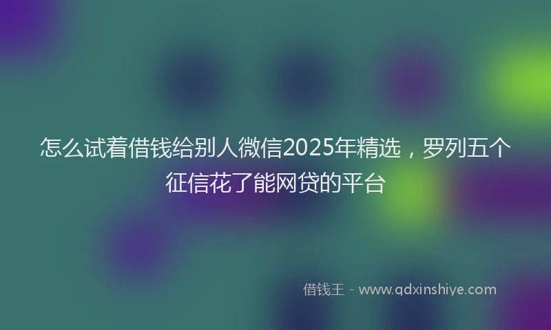 怎么试着借钱给别人微信2025年精选，罗列五个征信花了能网贷的平台