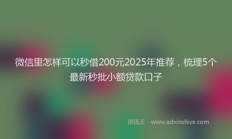 微信里怎样可以秒借200元2025年推荐，梳理5个最新秒批小额贷款口子
