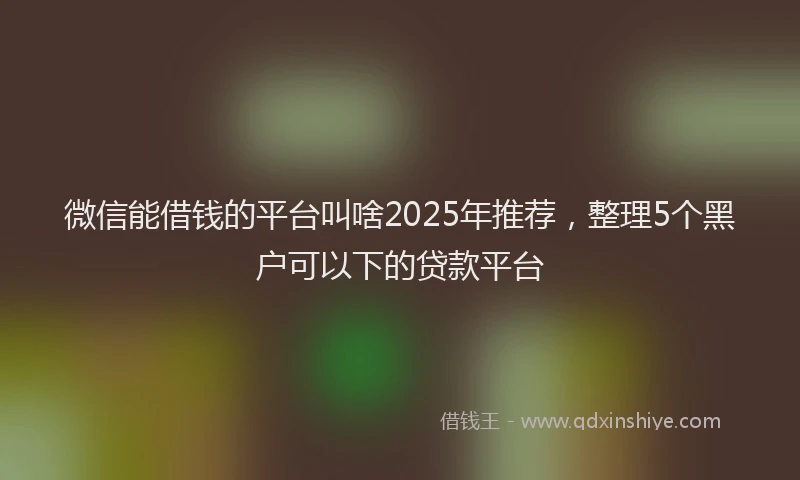 微信能借钱的平台叫啥2025年推荐，整理5个黑户可以下的贷款平台