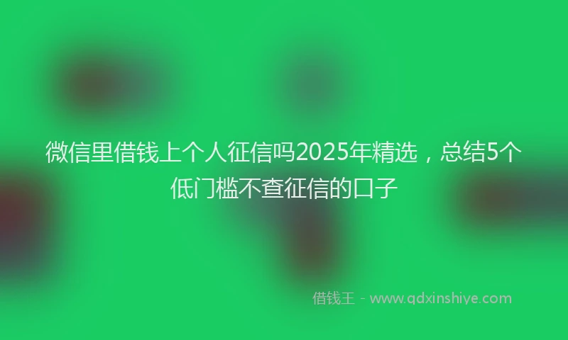 微信里借钱上个人征信吗2025年精选，总结5个低门槛不查征信的口子