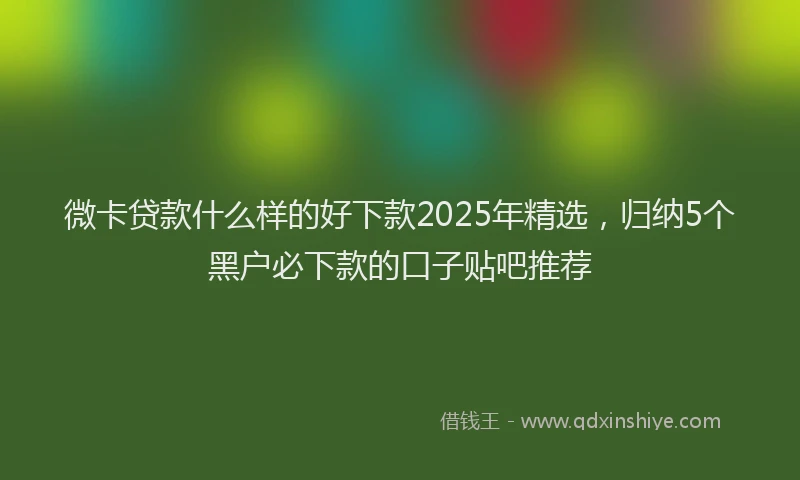 微卡贷款什么样的好下款2025年精选，归纳5个黑户必下款的口子贴吧推荐