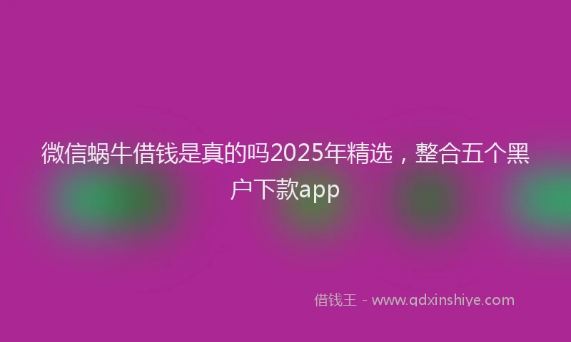 微信蜗牛借钱是真的吗2025年精选，整合五个黑户下款app